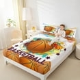 thumbnail image 4 of Feelyou Watercolor Basketball Child Full Size Sheets, Cartoon Stars Graffiti Bed Sheets, Est Sleep Sports Sheet Sets, Lightweight Room Decor, 4-Piece, 4 of 7