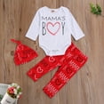 thumbnail image 2 of Fortune Valentine's Day Baby Boy Romper+Letters Print Pants+Cap 3pcs Clothes set, 2 of 7