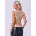 thumbnail image 3 of DARING DIVA Shiny Metallic Tank Top for Women's Sleeveless V Neck Shirt S Light Pink, 3 of 6