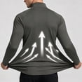 thumbnail image 4 of Men's 1/4 Zip Long Sleeve Athletic Pullover Top Fitted Breathable Casual Sweatshirt Comfy Tee for Tennis Running Jogging Hiking Wear(Dark Gray,XXXL), 4 of 9