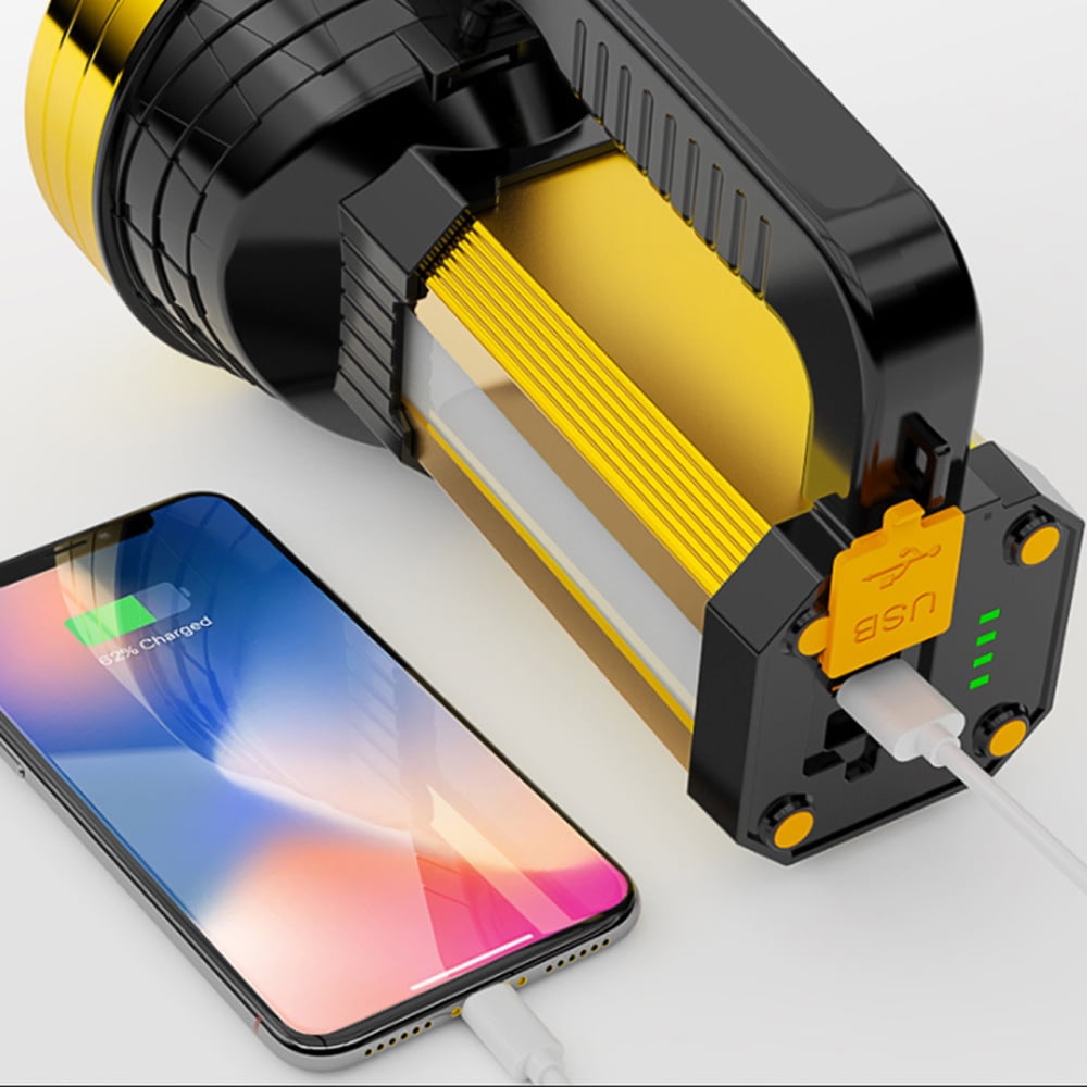 High Powered Super Bright Handheld LED Spotlight Flashlight Powerful Rechargeable Large Capacity Long Lasting Big Heavy Duty Searchlight，Z11-55 wick