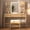 Nature Oak, variant on Toogaho Makeup Vanity Set with Stool & Lighted Mirror,Vanity Dressing Table with 4 Shelves & 3 Drawers & Power Outlet & 6 Feet Power Cords for Bedroom,Dressing Room,Nature Oak