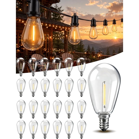 25 Pack S14 E12 LED Bulbs for Outdoor String Lights