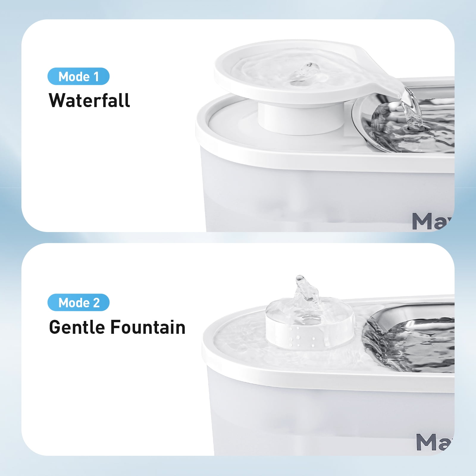 Mavpet 2.5L/84oz Ultra Quiet Cat Water Fountain, Visible Water Level Water Fountain with 2 Filters