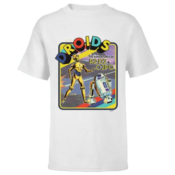 Star Wars Droids: The Adventures of R2-D2 & C-3PO Throwback - Short Sleeve T-Shirt for Kids - Customized-White