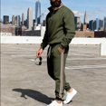 thumbnail image 5 of Men's Casual Heavy-duty Fleece Loose Stand-up Collar Sweatshirt and Pants Set, Color-matched for Workwear Winter Sports and Outdoor Adventures,Army Green,L, 5 of 9