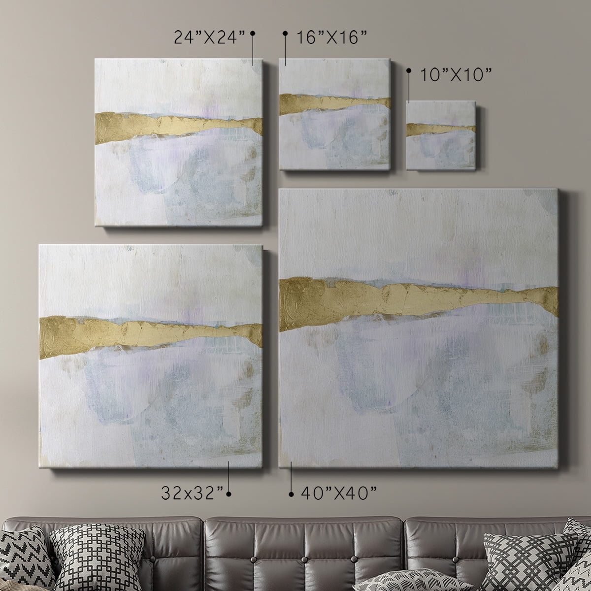 Wexford Home Gold Ribbon Horizon I-Premium Gallery Wrapped Canvas, 40" x 40" - Ready to Hang