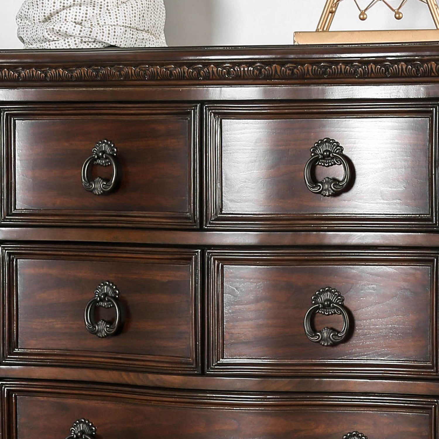 Furniture of America Davidson Traditional 5-Drawer Chest, Brown Cherry