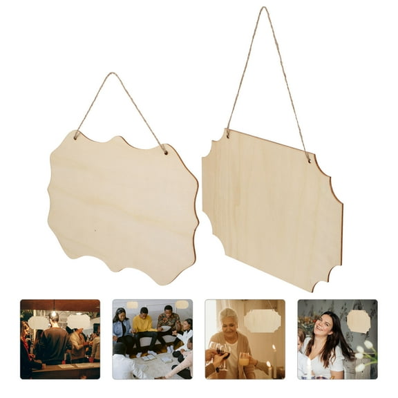 Soimiss DIY Crafts Wood Sign Natural Wood 2Pcs Home Decor