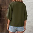thumbnail image 4 of Fengqque Womens V Neck Short Sleeve Tshirts Loose Casual Solid Color Bat Sleeves Summer Women's Tops with Pockets Green XL(XL), 4 of 7