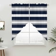 thumbnail image 5 of Navy Blue Grey Striped Kitchen Window Curtains, Swag Curtains Valance for Bedroom Living Room Bathroom, Farmhouse Stripes Minimalist Rod Pocket Window Treatment Curtain Block Drapes 2 Panels 36"x45", 5 of 9