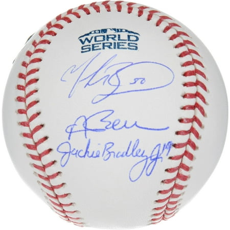Autographed Bill Buckner Baseball - Andrew Benintendi, Mookie Betts and Jackie Bradley Jr. Boston Red Sox 2018 MLB World Series Champions Autographed Logo Baseball - Fanatics Authentic Certified