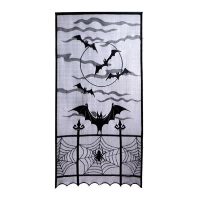Amdohai Rideau de Porte Fenêtre en Dentelle Noire 40x82 Pouces, Araignée Squelette Effrayant