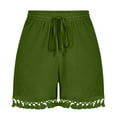 thumbnail image 5 of CFLVAEK Plus Size Shorts for Women Casual Summer High Waisted Drawstring Shorts Fringe Trendy Beach Vacation Shorts 2025 Green M, 5 of 6