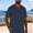 Navy, variant on WIZUTIZ Mens Linen Button Down Shirt Casual Short Sleeve Spread Collar Summer Beach Dress Shirts Lightweight Work Shirt