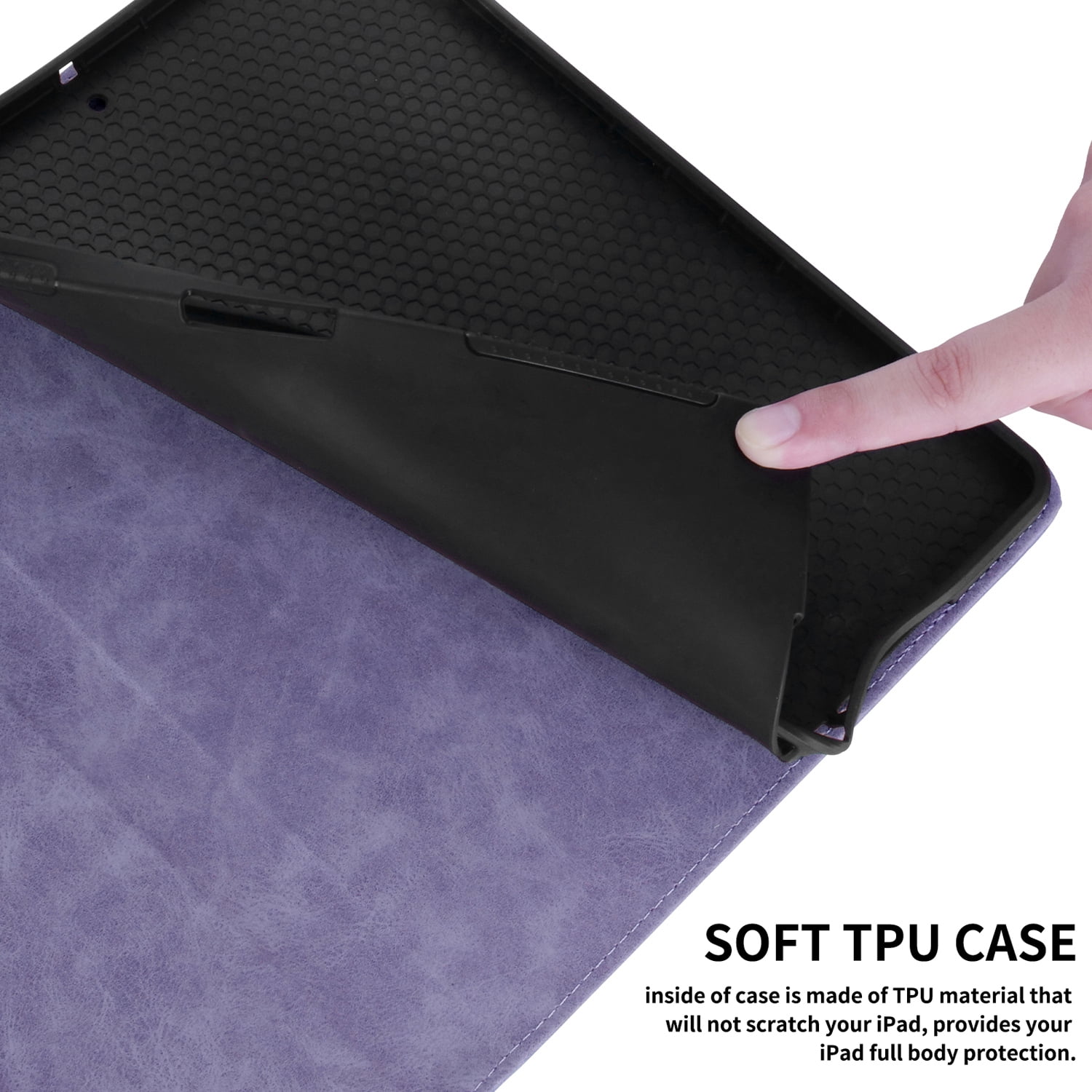 Decase for iPad A16 11th Generation Case 11 inch 2025 & iPad 10th Generation Cover 10.9" 2022 with Pencil Holder/Pockets,Auto Wake/Sleep,Folio Stand Embossed PU Leather Smart Wallet Shell,Purple