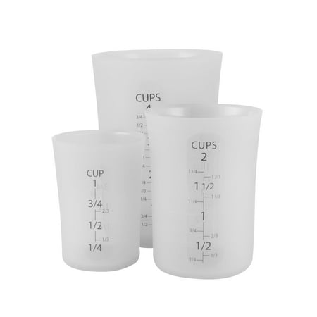 Flexible Liquid Measuring Cups  Set of 3 - WHITE Flirty Kitchens White Silicone Flexible Liquid Measuring Cups (Pack of