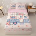 thumbnail image 2 of Homewish Pink Floral RV Car Zipper Twin Comforter Sets with Fitted Sheet and 2 Pillowcases, Blossoms Flower Zipper Bedding Set for Women, Pink Reversible, 4-Piece, 2 of 6