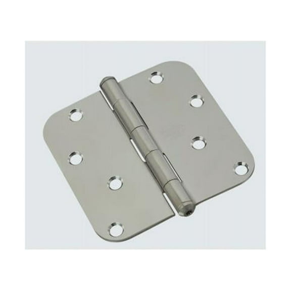 National Hardware N225-979 Door Hinge, 5/8 In. Round Corners, Stainless Steel, 4 In. - Quantity 3