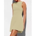 thumbnail image 5 of Vestido OWIN con cuello de barco, sin mangas, bodycon, fiesta, color caqui S, mujer, 5 of 5