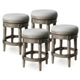 thumbnail image 1 of Maven Lane Pullman Backless Counter Stool in Reclaimed Oak Finish with Ash Grey Fabric Upholstery, Set of 4, 1 of 6