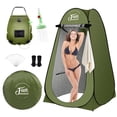 thumbnail image 1 of FUN ESSENTIALS Kit de tienda de campaña de ducha solar, 2 piezas, privacidad emergente instantánea, bolsa de ducha solar de 5 galones, tienda de campaña de privacidad para campamento al aire libre, fá, 1 of 5