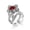 1# Red Stone, variant on HOOUN 2pcs/set Flower Multi-color Crystal Rings for Women Wedding 925 Silver Jewelry-11-3# Black Stone