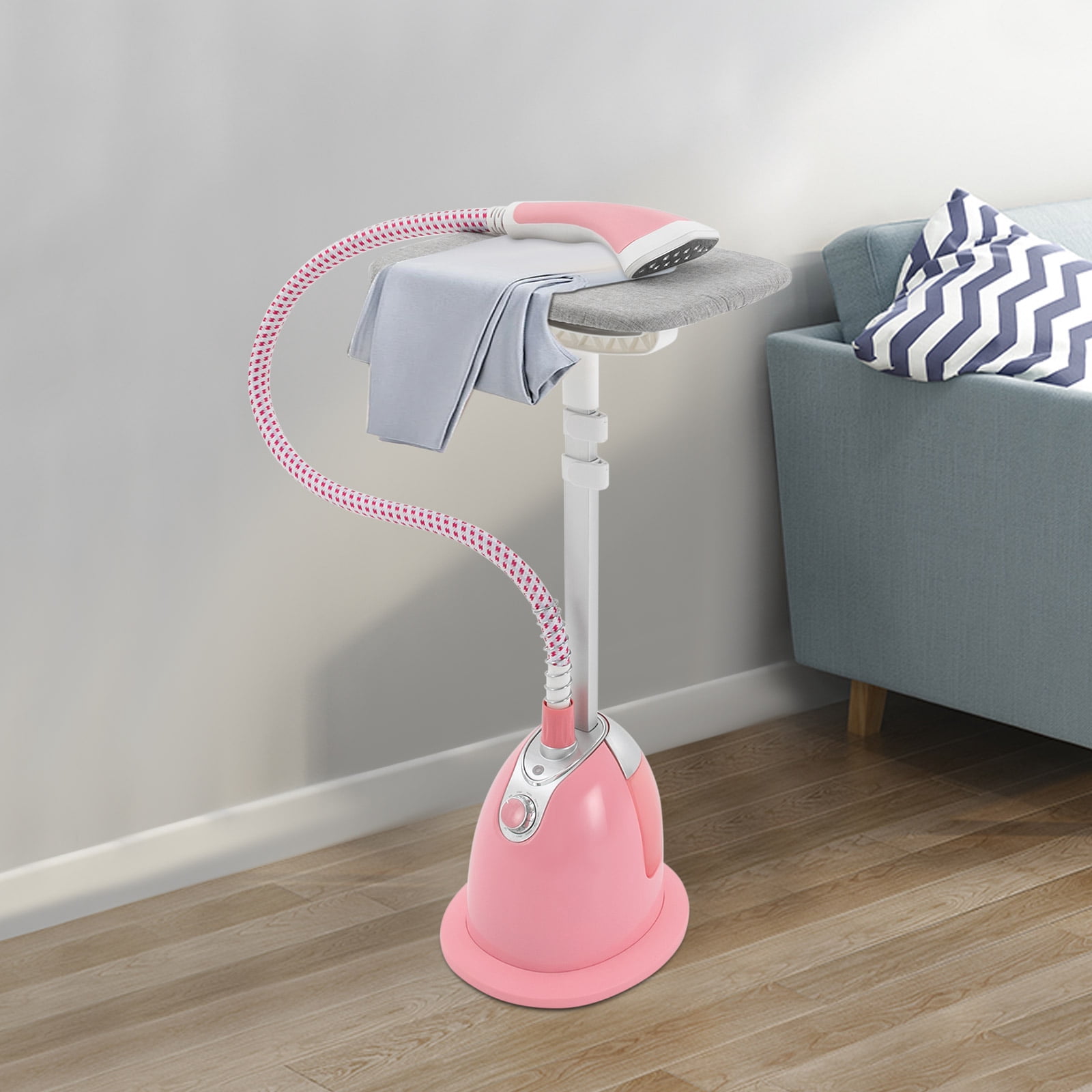 1 PCS 1350W Pink Standing Steamer for Clothes, Professional Garment Steamer with Ironing Board, Steaming Wrinkle Remover, Adjustable Height