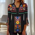 thumbnail image 5 of Viluyesy Women's 3/4 Sleeves T-Shirt Lapel Collar Shirt Tops Comfortable Fashionable Relaxed Lapel Collar Petal Loose Blouse Black Size S, 5 of 7