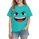 thumbnail image 5 of Blusas y camisas de manga corta con cuello redondo para niños y niñas, color liso, con estampado de expresión linda, manga corta, holgadas y cómodas, blusa para niña, 5 of 6
