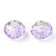 thumbnail image 2 of Handmade Glass European Beads Large Hole Beads Silver Color Brass Core Lilac 14x8mm Hole: 5mm, 2 of 3