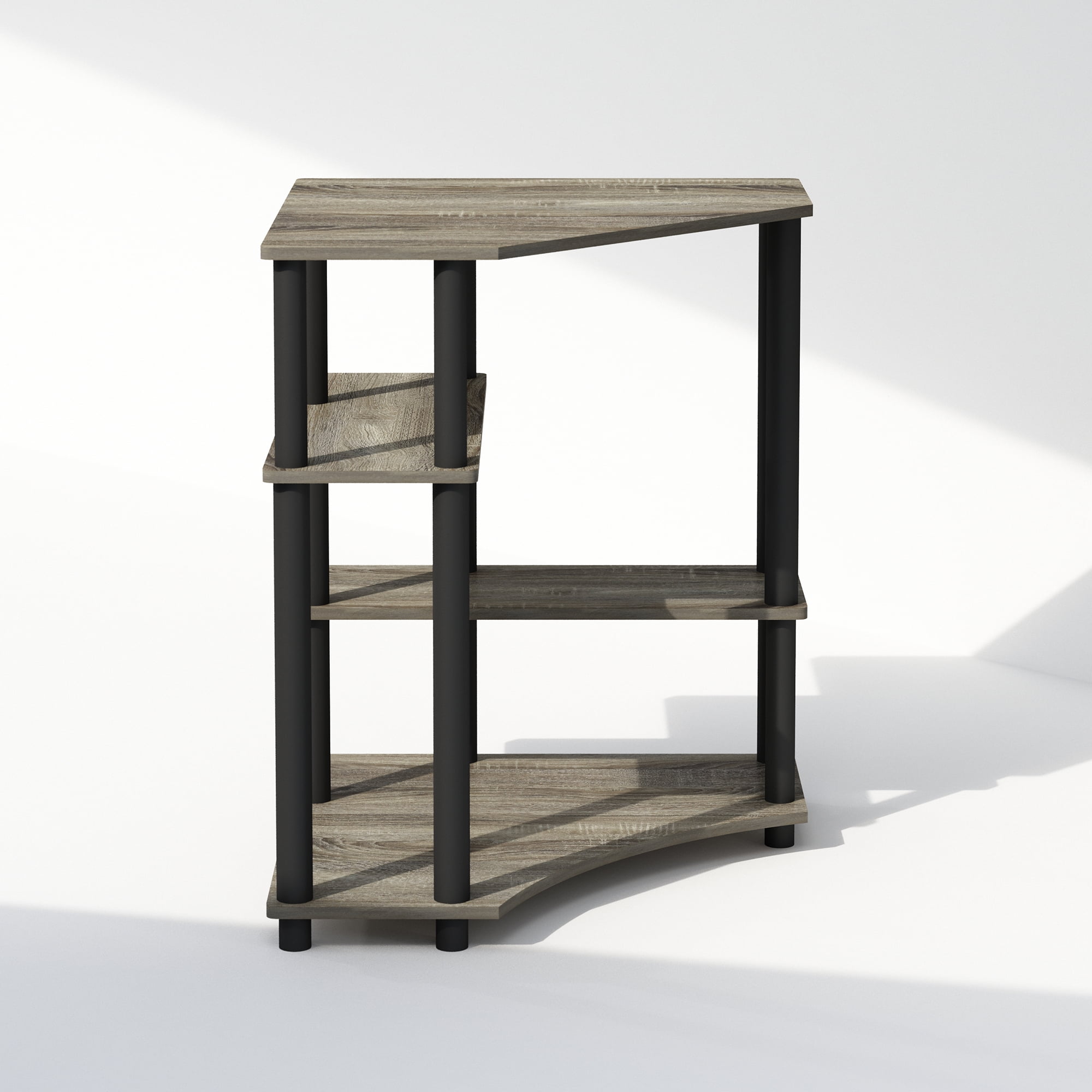Furinno Turn-N-Tube Multipurpose Corner Shelf, Display Rack, Bookshelf, French Oak/Black