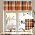 thumbnail image 5 of Kitchen Valances for Window, Autumn Orange Gradient Plaid Light Filtering Rod Pocket Valance Curtain, Gingham Check Short Curtains Window Topper for Bedroom Bathroom Living Room 54x18in, 5 of 8