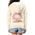 thumbnail image 4 of Chririnla Cartoon Axolotl Doughnut Zip Up Hoodie with Pockets Long Sleeve Lightweight Comfy Casual Outerwear for Girls Teens Size 6-9, 4 of 7