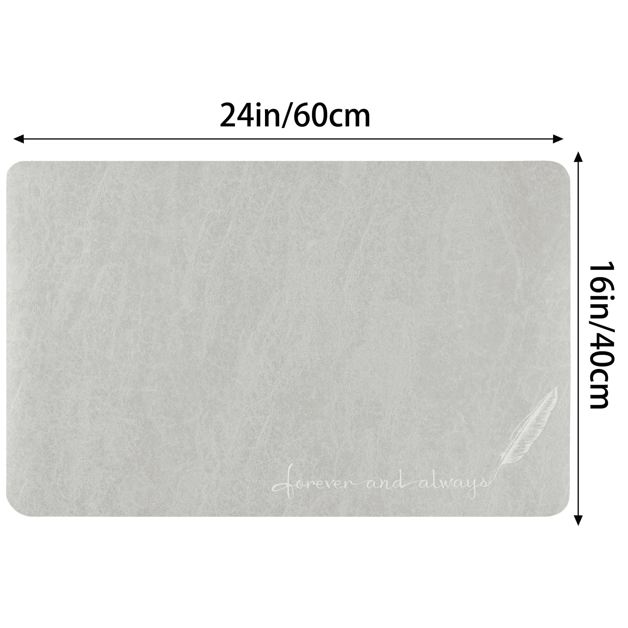 Unique Bargains Absorbent Bath Mat Non-Slip Floor Rug for Bathroom Kitchen Shower Sink Grey Feather-1 16"x24"