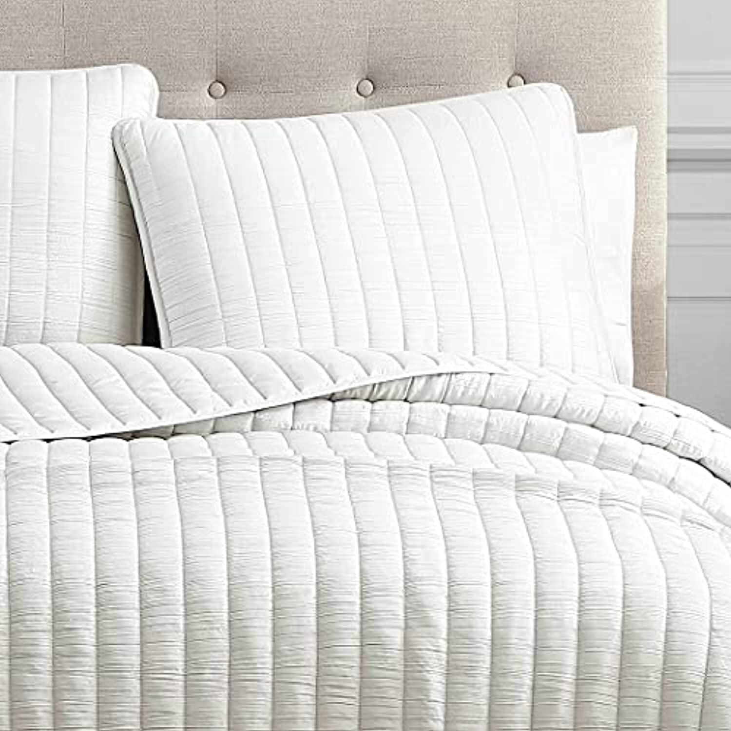 Riverbrook Home 3 Piece Quilt Set, King, Ivory, Moonstone, Polyfill, Adult