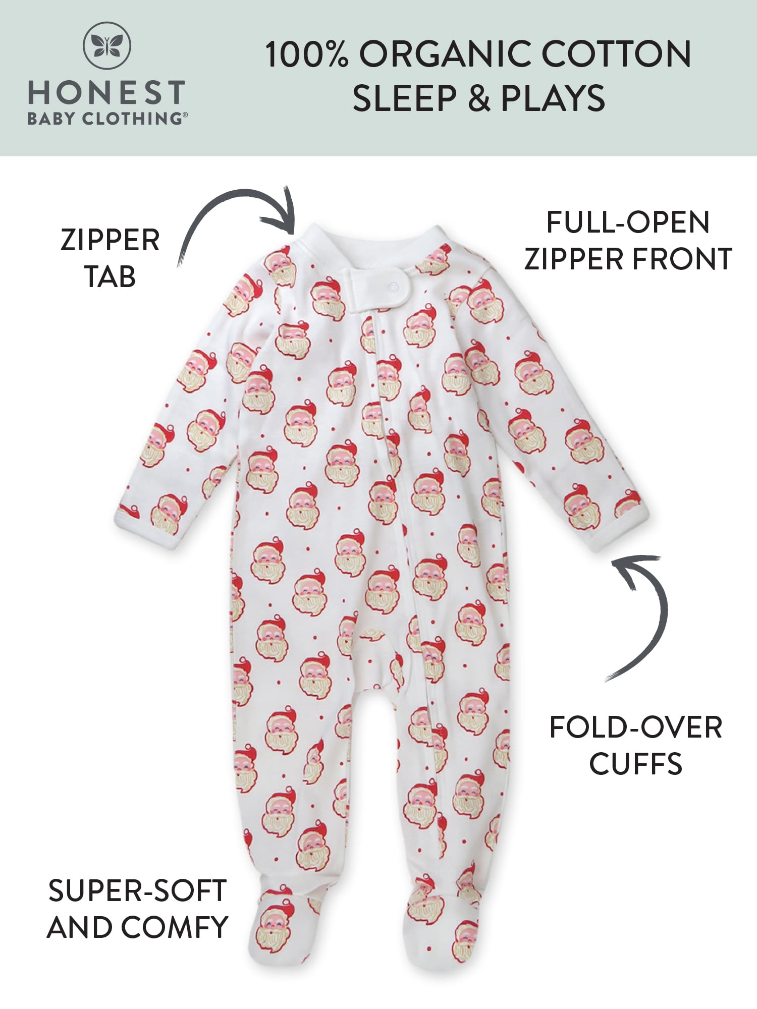 Honest Baby Clothing Gender Neutral Organic Cotton Holiday Sleep N Play, Sizes Newborn-9 Months