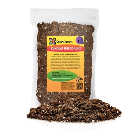 ? Gardenera's Expert Kumquat Soil Mix - 1 QT - Quick Drain Blend, Enriched with Peat Moss, Perlite, Worm Castings, and Lime - Ideal for Potting, Planting, and Repotting ????