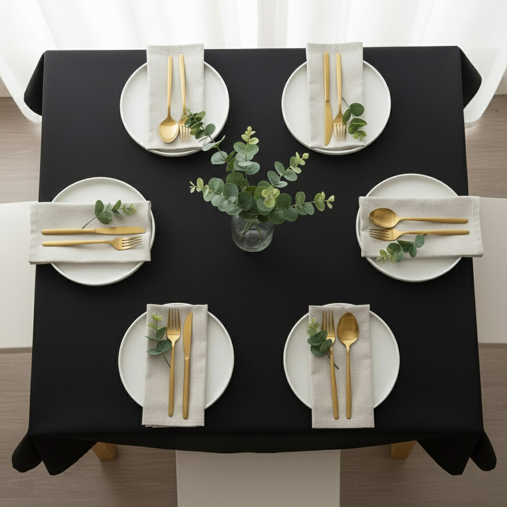 AK Trading Co. Polyester Square Tablecloth, 54 x 54 Inches, Black photo 3