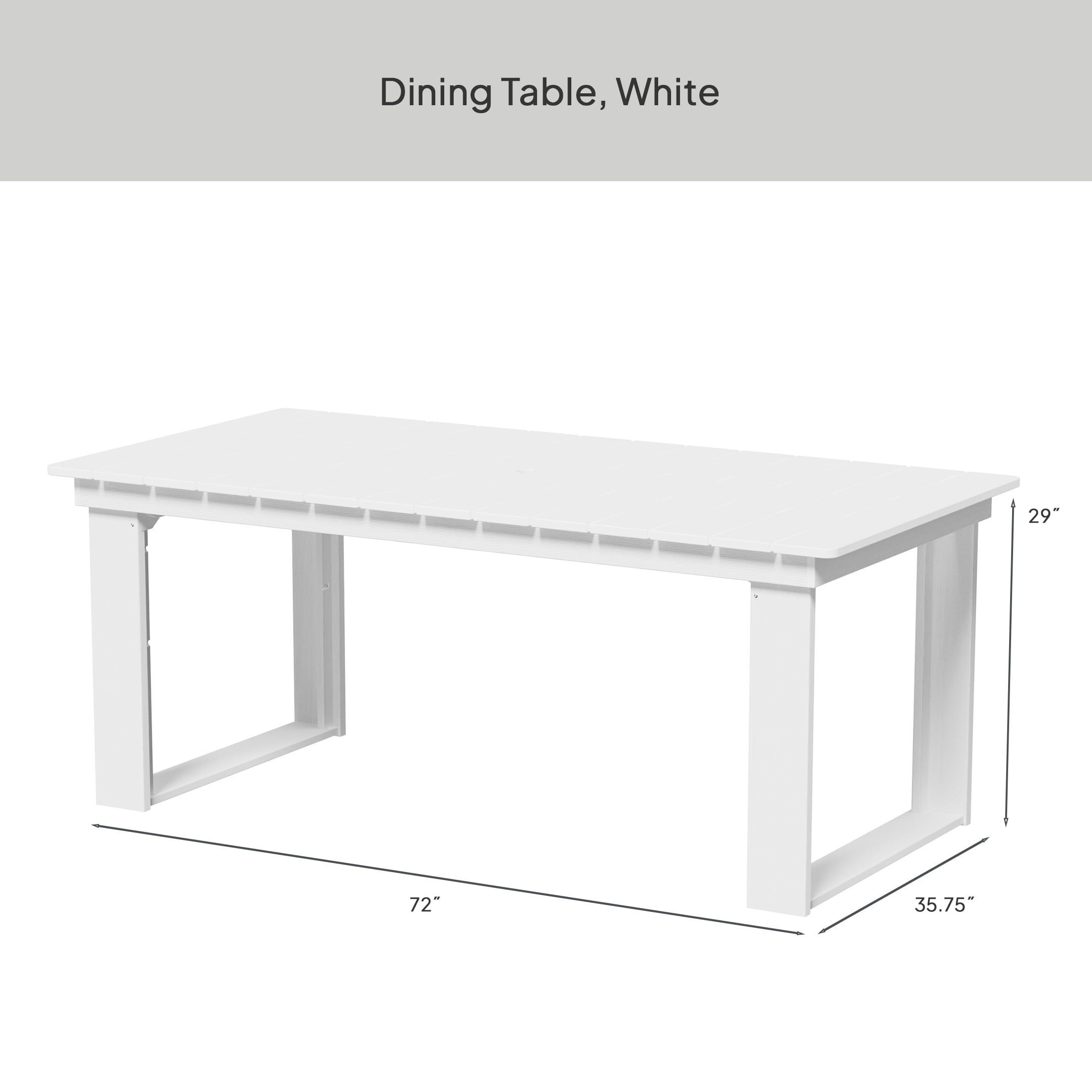 Better Homes & Gardens Ezra Outdoor Dining Table, HDPE, White