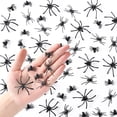 thumbnail image 2 of Arañas de plástico realistas, juguetes de araña pequeños de 3 tamaños, Mini arañas falsas negras, accesorios de broma, decoraciones para fiestas de Halloween, 60/90/120 piezas, 2 of 3