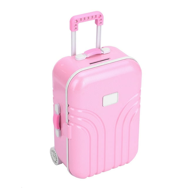 Jolie Valise Roulante en Plastique Mini Boîte à Bagages pour Enfants Rose Argenté Rangement de Voyage pour Enfants Jouet