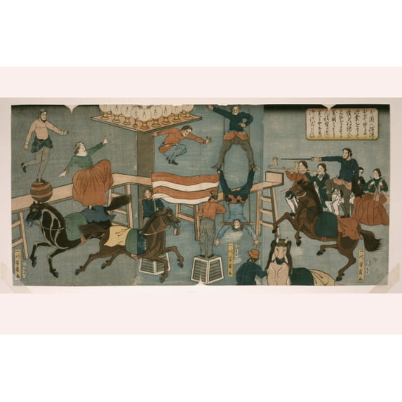 Print: Gaikokujin Yokohama Ni Oite Kyokuba, circa 1864