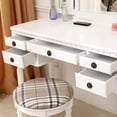 thumbnail image 6 of Topcobe Makeup Vanity Set with Drawers, Vanity Table with Cushioned Stool, Makeup Vanity Desk for Bedroom, Makeup Table with 3 Mirrors and 5 Storage Drawers, White, 6 of 6