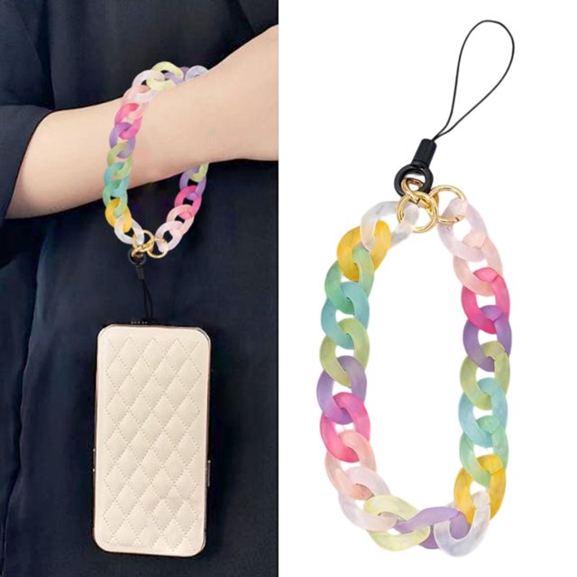 Correa de teléfono con cuentas decorativas de acrílico, encantadora y ligera, para teléfono, cordón para bolso, colgante, pulsera de cuentas para