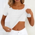 thumbnail image 6 of QGJZVUNL Womens Summer Tank Tops with Built In Bras Casual Short Sleeve Ribbed Knit Shirts Size Xs, 6 of 7
