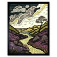 thumbnail image 1 of Scottish Countryside Path with Purple Heather Art Print Framed Poster Wall Decor 12x16 inch, 1 of 5