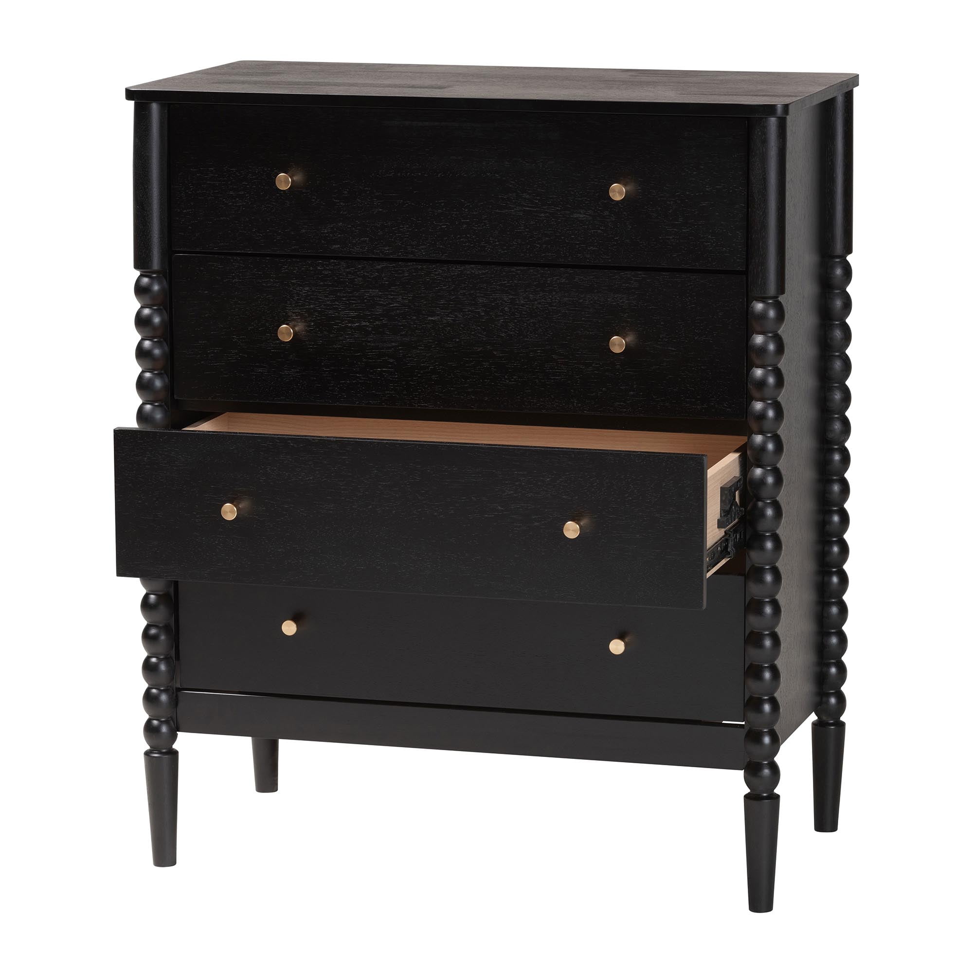 Baxton Studio Lucera Mid-Century Chest, 4-Drawer, Black