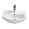 thumbnail image 5 of Tahoe Small Wall Mounted Bathroom Sink 17.75" White Ceramic Arc Basin Gloss Porcelain Floating Vessel Sink Space Saving Vessel w/Overflow and Single Faucet Hole Renovators Supply, 5 of 12