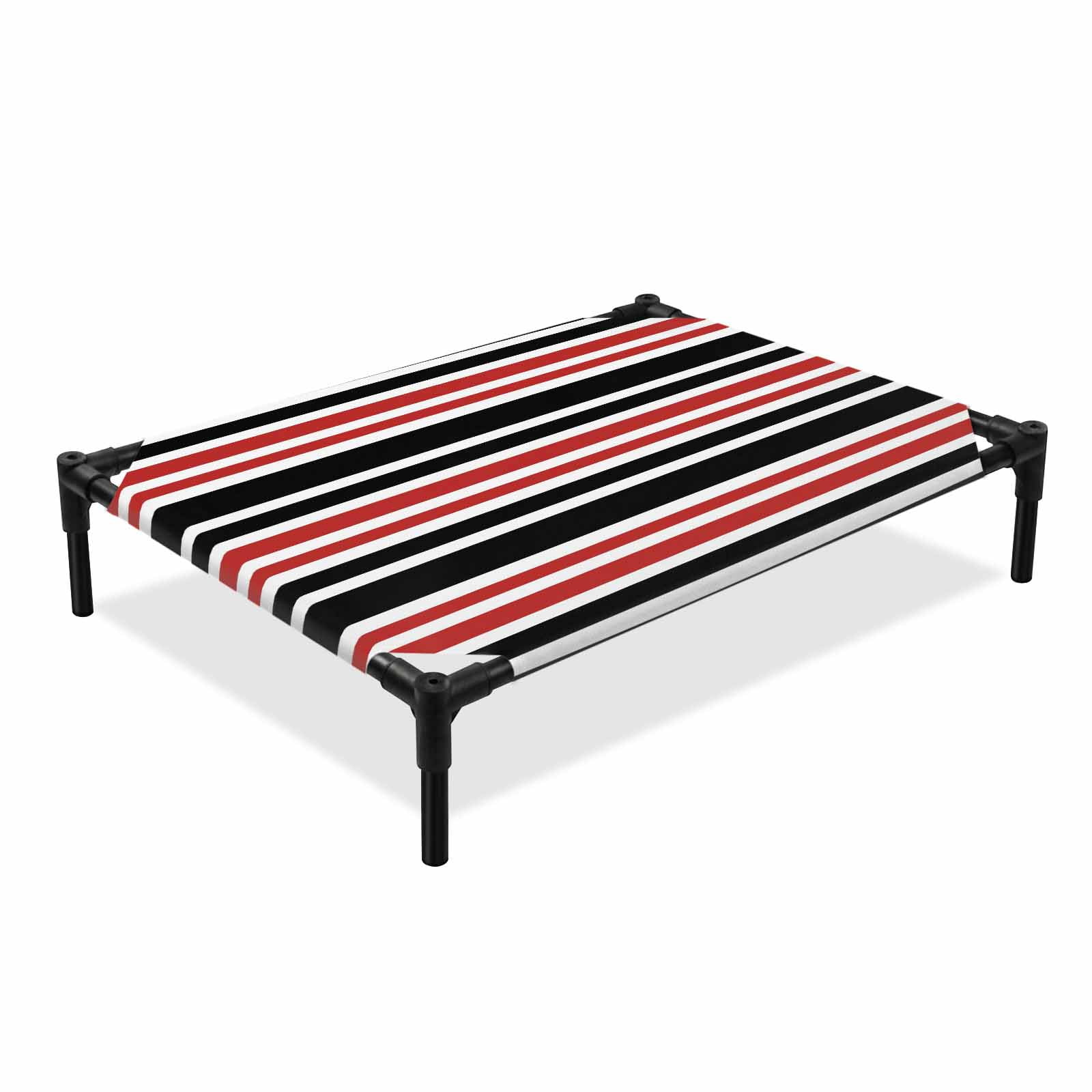 Red and Elevated Dog Bed Black Stripe Abstract Minimalist Modern Art Cooling Breathable Outdoor Raised Dog Cot Bed with Metal Frame Non-Slip Feet for Large Dog 28x22in